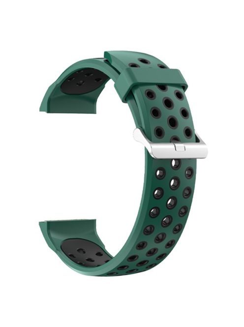 For Huawei Watch GT Cyber Multiple Holes Design Silicone Watch Strap Double Color Watchband - Green / Black