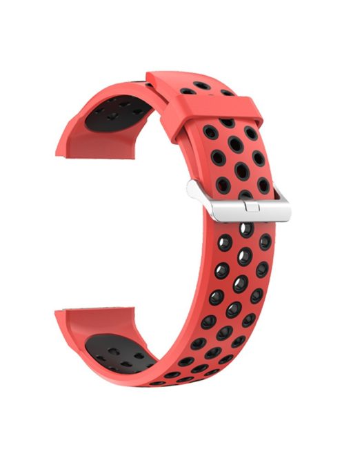 For Huawei Watch GT Cyber Multiple Holes Design Silicone Watch Strap Double Color Watchband - Red / Black