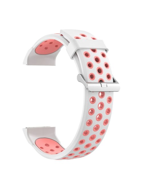 For Huawei Watch GT Cyber Multiple Holes Design Silicone Watch Strap Double Color Watchband - White / Pink