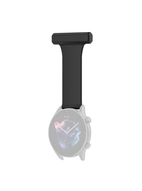 For Huawei Watch GT Runner/Samsung Galaxy Watch3 45mm Pin Style 22mm Doctor Nurse Watch Silicone Strap Hanging Buckle - Black