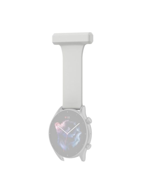 For Huawei Watch GT Runner/Samsung Galaxy Watch3 45mm Pin Style 22mm Doctor Nurse Watch Silicone Strap Hanging Buckle - Light Grey