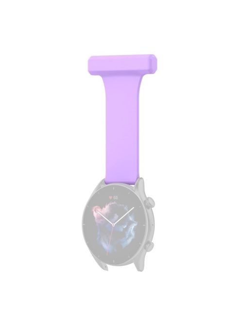 For Huawei Watch GT Runner/Samsung Galaxy Watch3 45mm Pin Style 22mm Doctor Nurse Watch Silicone Strap Hanging Buckle - Purple