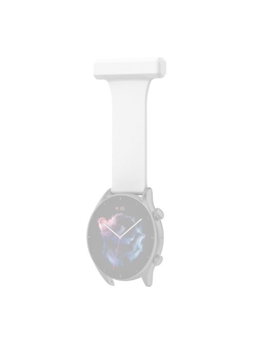 For Huawei Watch GT Runner/Samsung Galaxy Watch3 45mm Pin Style 22mm Doctor Nurse Watch Silicone Strap Hanging Buckle - White