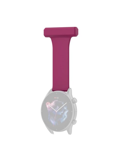 For Huawei Watch GT Runner/Samsung Galaxy Watch3 45mm Pin Style 22mm Doctor Nurse Watch Silicone Strap Hanging Buckle - Wine Red