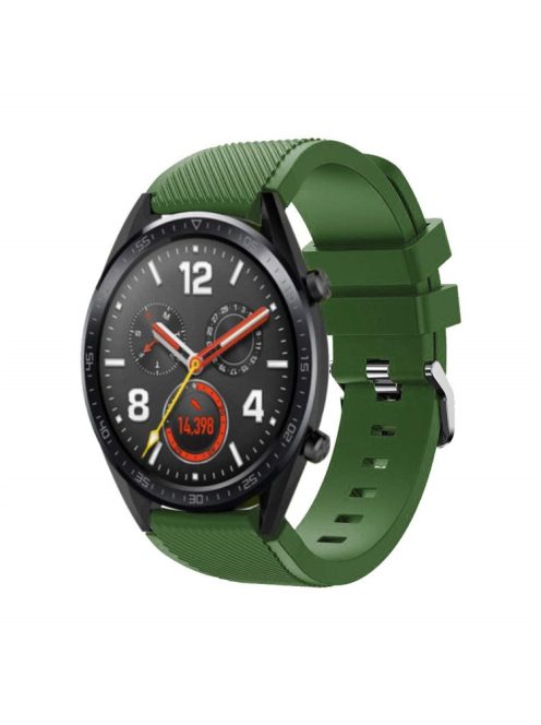 For Huawei Watch GT/Honor Watch Magic 22mm Twill Texture Silicone Watch Strap Wristband Replacement - Army Green