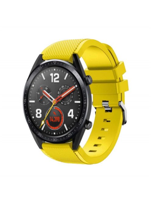 For Huawei Watch GT/Honor Watch Magic 22mm Twill Texture Silicone Watch Strap Wristband Replacement - Yellow