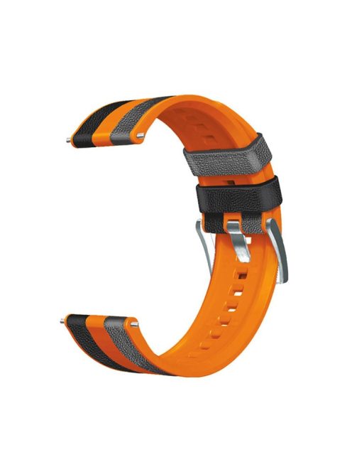 For Huawei Watch GT3/Huami Amazfit GTR3 Three Color Design 22mm Leather Coated Silicone Wrist Band Replacement Smartwatch Strap - Black/Orange/Grey