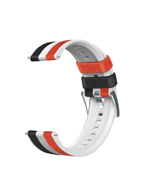 For Huawei Watch GT3/Huami Amazfit GTR3 Three Color Design 22mm Leather Coated Silicone Wrist Band Replacement Smartwatch Strap - Black/White/Red