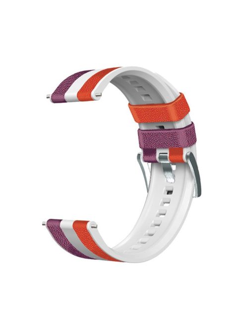 For Huawei Watch GT3/Huami Amazfit GTR3 Three Color Design 22mm Leather Coated Silicone Wrist Band Replacement Smartwatch Strap - Purple/White/Red