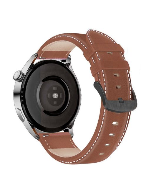 For HUAWEI Watch GT3/Samsung Galaxy Watch 46mm Leather Watch Band 22mm Universal Watch Strap with Buckle - Brown