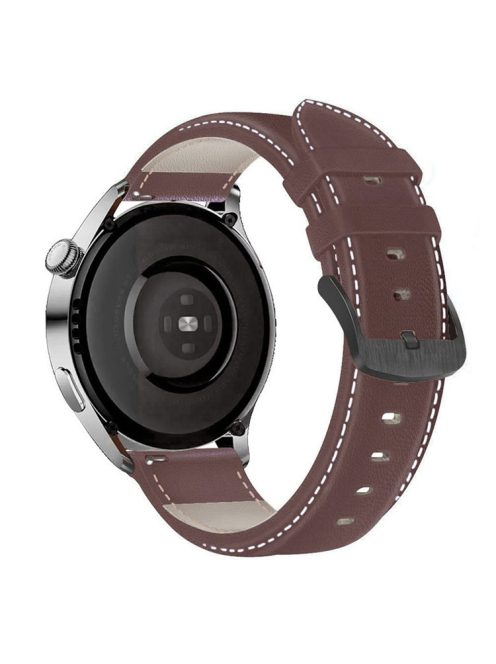 For HUAWEI Watch GT3/Samsung Galaxy Watch 46mm Leather Watch Band 22mm Universal Watch Strap with Buckle - Dark Brown