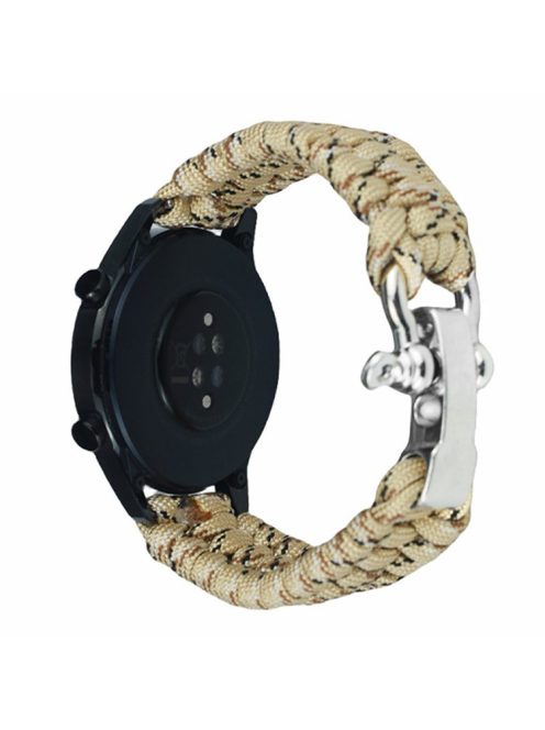 For Huawei Watch GT4 46mm / Samsung Galaxy Watch3 45mm Watch Strap 22mm Braided Rope Wrist Band - Desert Camouflage