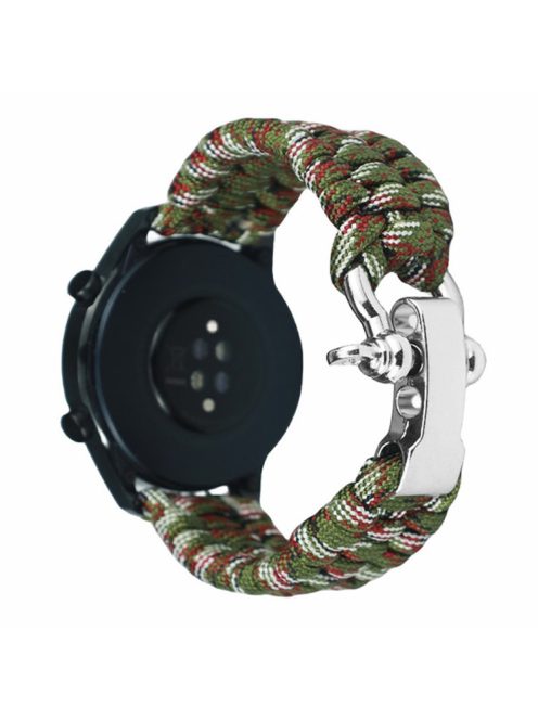 For Huawei Watch GT4 46mm / Samsung Galaxy Watch3 45mm Watch Strap 22mm Braided Rope Wrist Band - Green Camouflage