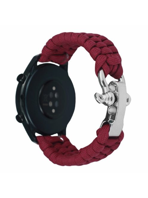 For Huawei Watch GT4 46mm / Samsung Galaxy Watch3 45mm Watch Strap 22mm Braided Rope Wrist Band - Wine Red