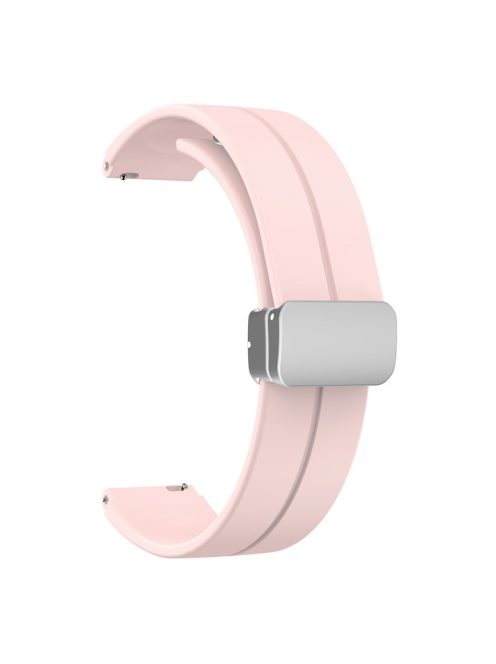 For Keep B4 / Huawei Watch Fit Mini Watch Band 16mm Silicone Wrist Strap, Silver Folding Buckle - Pink