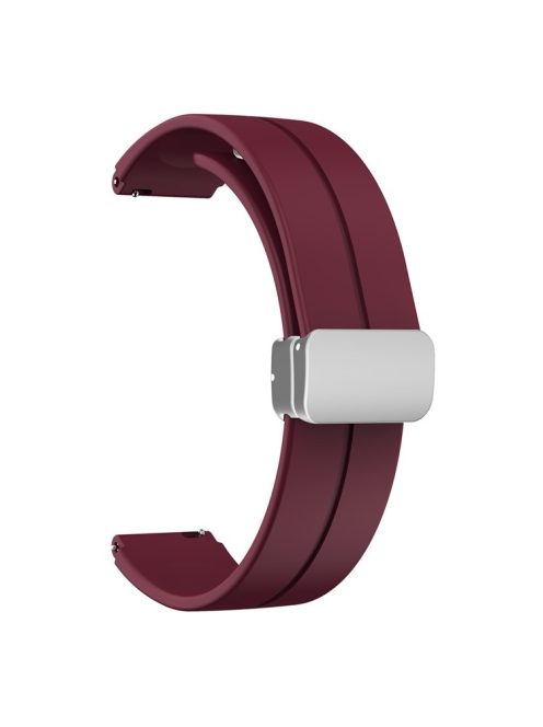 For Keep B4 / Huawei Watch Fit Mini Watch Band 16mm Silicone Wrist Strap, Silver Folding Buckle - Wine Red