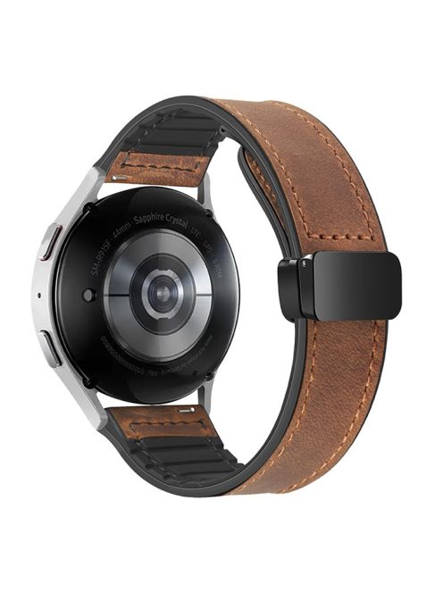 For Samsung Galaxy Gear S3 Classic / Huawei Watch GT 4 46mm Magnetic Genuine Cow Leather Watch Strap, 22mm - Brown