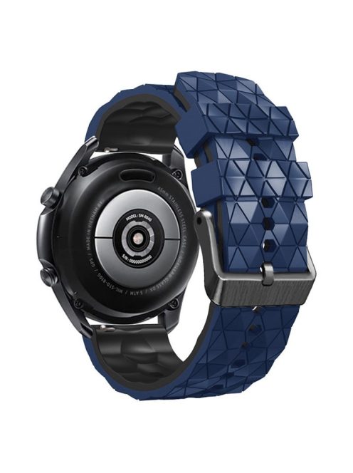 For Samsung Galaxy Watch 3 45mm / Huawei Watch GT3 Pro 46mm Football Texture 22mm Watch Band Dual Color Silicone Sports Wrist Strap - Dark Blue / Black