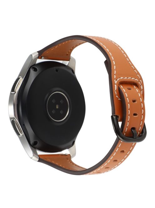 For Samsung Galaxy Watch 3 45mm / Huawei Watch GT3 Pro 46mm Genuine Leather Watch Strap 22mm T-shaped Replacement Band - Brown / Black Buckle