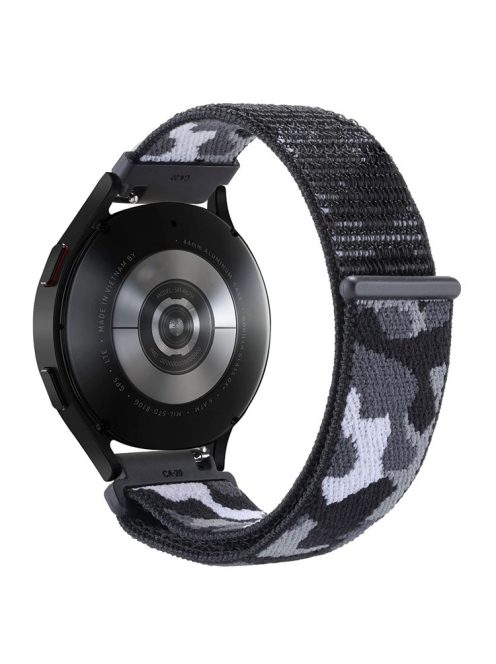 For Samsung Galaxy Watch 3 45mm / Huawei Watch GT3 Pro 46mm Smart Watch Band 22mm Camouflage Nylon Adjustable Loop Wrist Strap - Black