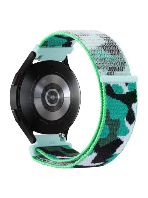 For Samsung Galaxy Watch 3 45mm / Huawei Watch GT3 Pro 46mm Smart Watch Band 22mm Camouflage Nylon Adjustable Loop Wrist Strap - Dark Green