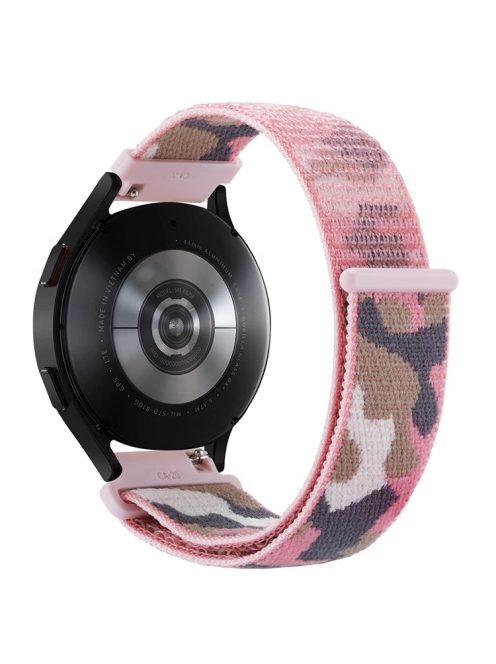 For Samsung Galaxy Watch 3 45mm / Huawei Watch GT3 Pro 46mm Smart Watch Band 22mm Camouflage Nylon Adjustable Loop Wrist Strap - Pink