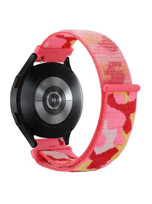 For Samsung Galaxy Watch 3 45mm / Huawei Watch GT3 Pro 46mm Smart Watch Band 22mm Camouflage Nylon Adjustable Loop Wrist Strap - Red