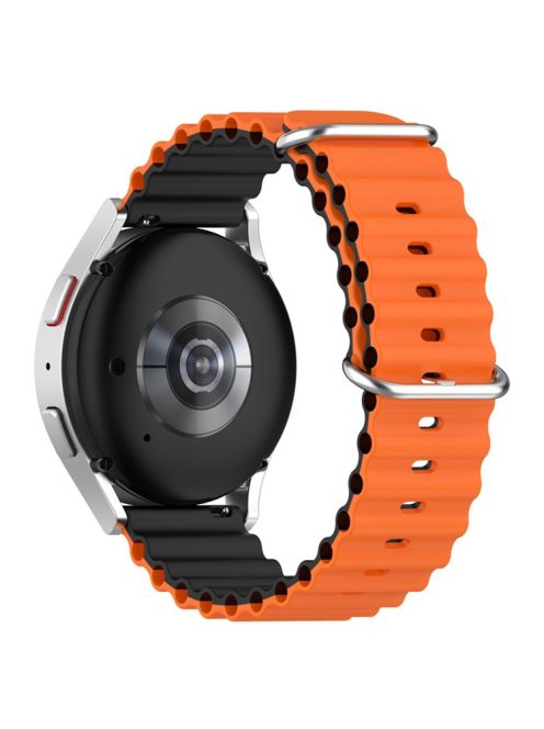 For Samsung Galaxy Watch3 41mm / 45mm / Huawei Watch GT / Polar Grit X Pro Dual Color Ocean Band 22mm Adjustable Sport Loop Silicone Strap Replacement - Orange / Black