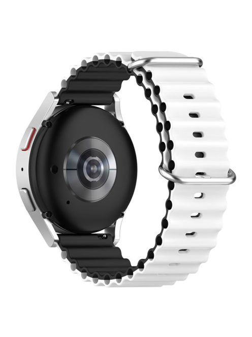 For Samsung Galaxy Watch3 41mm / 45mm / Huawei Watch GT / Polar Grit X Pro Dual Color Ocean Band 22mm Adjustable Sport Loop Silicone Strap Replacement - White / Black