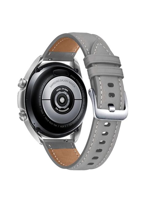 For Samsung Galaxy Watch3 41mm / Huawei Watch GT 2 42mm Genuine Leather Watch Strap 20mm Wrist Band with Silver Buckle - Grey