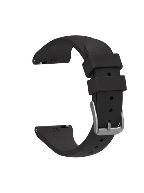 For Samsung Galaxy Watch3 41mm/Gear Sport/Huawei Watch 2 Silicone Watch Strap 20mm Quick Release Wrist Band with Buckle for Sports Watch - Black