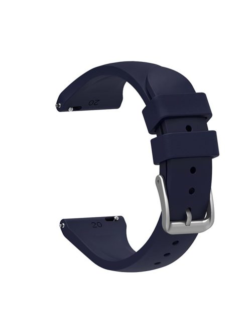 For Samsung Galaxy Watch3 41mm/Gear Sport/Huawei Watch 2 Silicone Watch Strap 20mm Quick Release Wrist Band with Buckle for Sports Watch - Navy Blue