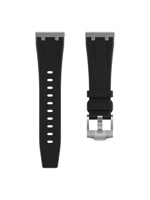 For Samsung Galaxy Watch3 45mm / Gear S3 Classic / Huawei Watch GT 4 46mm Silicone Watch Band 22mm Wrist Strap - Silver / Black