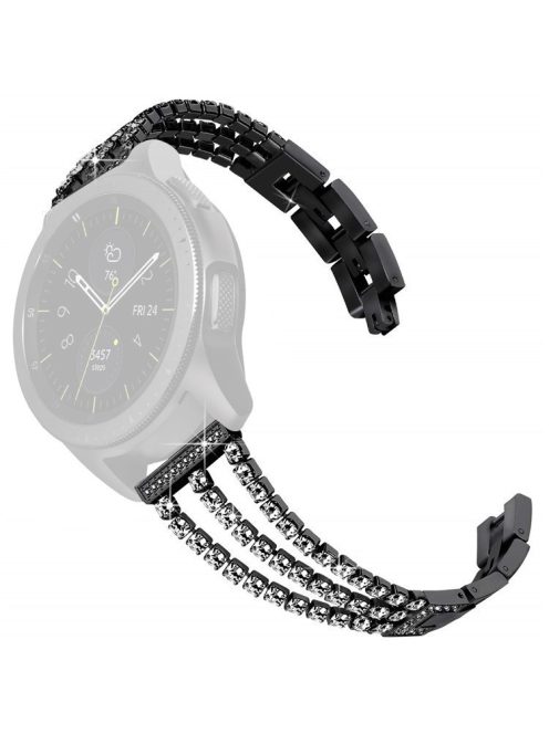 For Samsung Galaxy Watch3 45mm / Gear S3 Frontier / Gear S3 Classic / Huawei Watch GT3 Pro 3 Chains Rhinestones Decor Metal Band 22mm Universal Watch Strap - Black