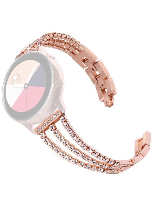 For Samsung Galaxy Watch3 45mm / Gear S3 Frontier / Gear S3 Classic / Huawei Watch GT3 Pro 3 Chains Rhinestones Decor Metal Band 22mm Universal Watch Strap - Rose Gold