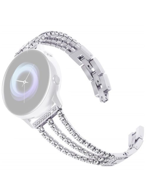 For Samsung Galaxy Watch3 45mm / Gear S3 Frontier / Gear S3 Classic / Huawei Watch GT3 Pro 3 Chains Rhinestones Decor Metal Band 22mm Universal Watch Strap - Silver