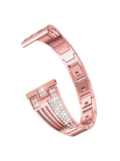 For Samsung Galaxy Watch3 45mm / Gear S3 Frontier / Gear S3 Classic / Huawei Watch GT3 Pro Rhinestones Decor Metal Strap 22mm Universal Watch Band - Pink