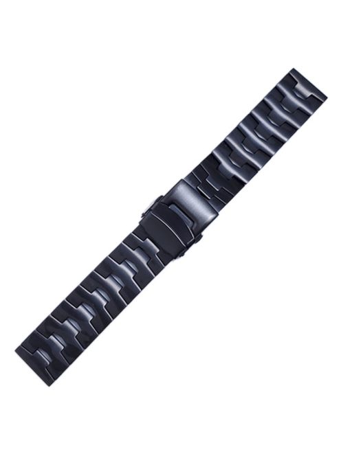 For Samsung Galaxy Watch3 45mm / Gear S3 Frontier / Gear S3 Classic / Huawei Watch GT3 Pro Titanium Steel Replacement Wrist Band 22mm Universal Watch Strap - Black