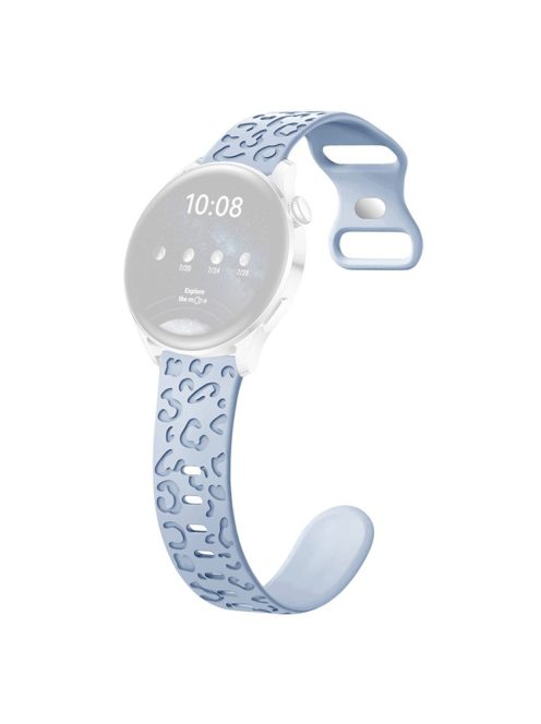 For Samsung Galaxy Watch3 45mm / Huawei Watch 4 Pro 22mm Watch Band Leopard Printed Design - Baby Blue