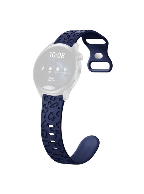 For Samsung Galaxy Watch3 45mm / Huawei Watch 4 Pro 22mm Watch Band Leopard Printed Design - Dark Blue