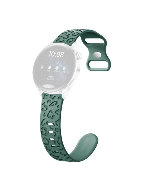 For Samsung Galaxy Watch3 45mm / Huawei Watch 4 Pro 22mm Watch Band Leopard Printed Design - Green