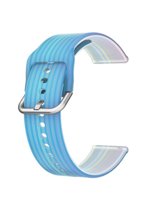 For Samsung Galaxy Watch3 45mm / Huawei Watch GT 2 / GT 3 Pro / Watch GT Runner Watch Bands 22mm Rainbow Color Silicone Replacement Wristband Strap - Blue Rainbow