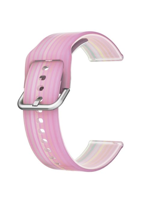 For Samsung Galaxy Watch3 45mm / Huawei Watch GT 2 / GT 3 Pro / Watch GT Runner Watch Bands 22mm Rainbow Color Silicone Replacement Wristband Strap - Pink Rainbow