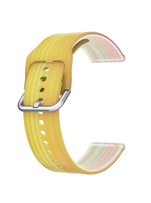 For Samsung Galaxy Watch3 45mm / Huawei Watch GT 2 / GT 3 Pro / Watch GT Runner Watch Bands 22mm Rainbow Color Silicone Replacement Wristband Strap - Yellow Rainbow