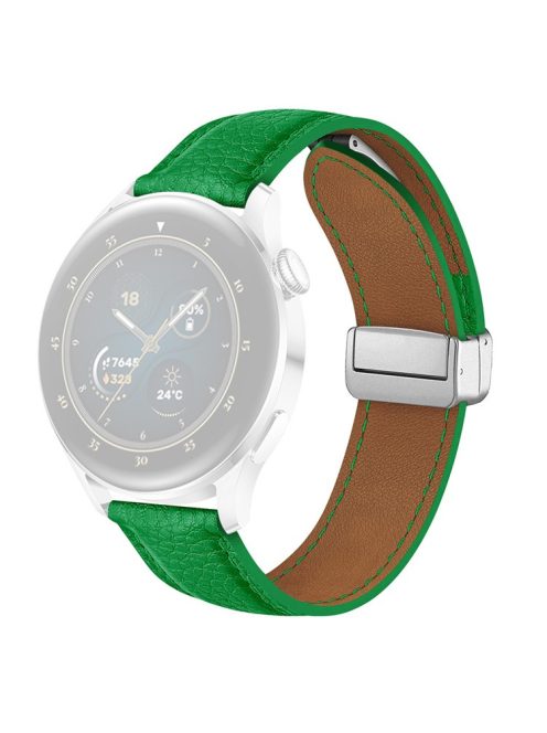 For Samsung Galaxy Watch3 45mm / Huawei Watch GT 4 46mm Leather Strap 22mm Magnetic Watch Band - Green