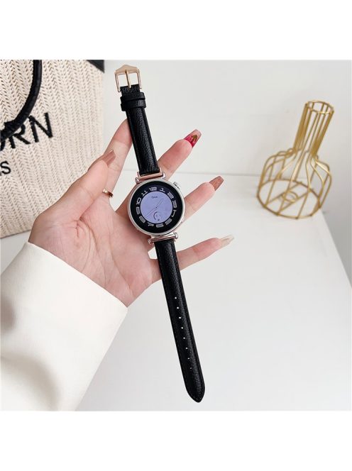 For Samsung Galaxy Watch3 45mm / Huawei Watch GT 4 46mm Strap 22mm PU Leather Watch Band - Black