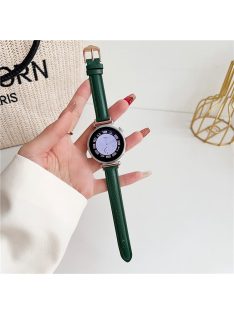   For Samsung Galaxy Watch3 45mm / Huawei Watch GT 4 46mm Strap 22mm PU Leather Watch Band - Blackish Green