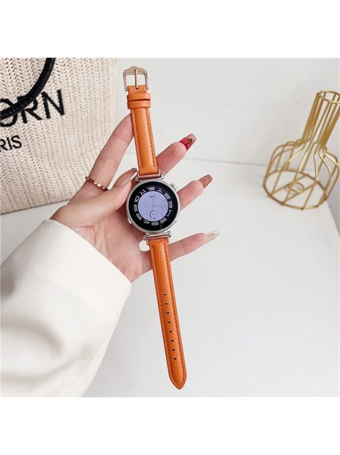 For Samsung Galaxy Watch3 45mm / Huawei Watch GT 4 46mm Strap 22mm PU Leather Watch Band - Orange