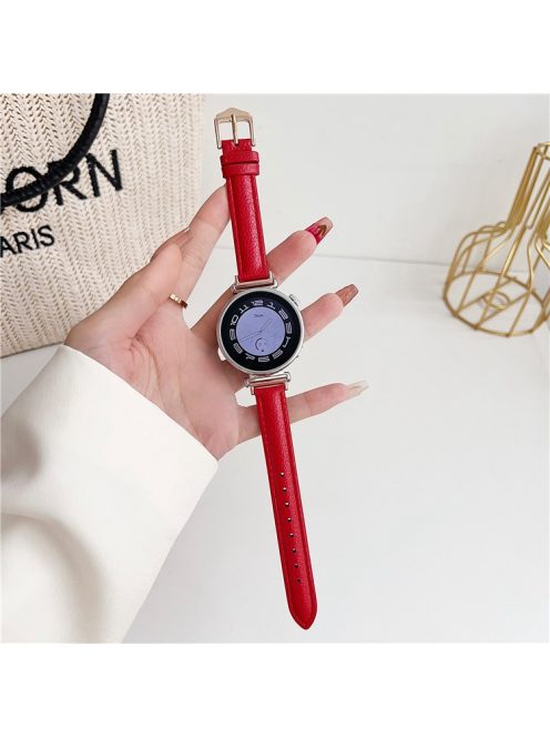 For Samsung Galaxy Watch3 45mm / Huawei Watch GT 4 46mm Strap 22mm PU Leather Watch Band - Red