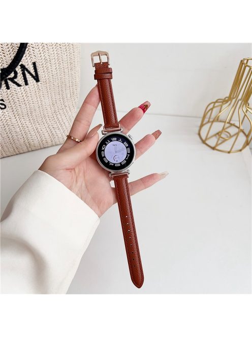 For Samsung Galaxy Watch3 45mm / Huawei Watch GT 4 46mm Strap 22mm PU Leather Watch Band - Reddish Brown